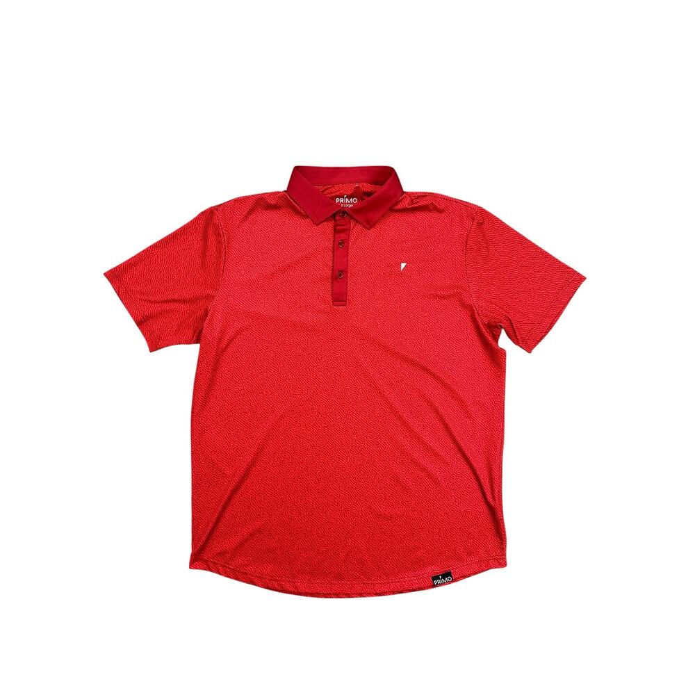 Primo Red Maze Classic Golf Polo in Red Dark Red — Size XL